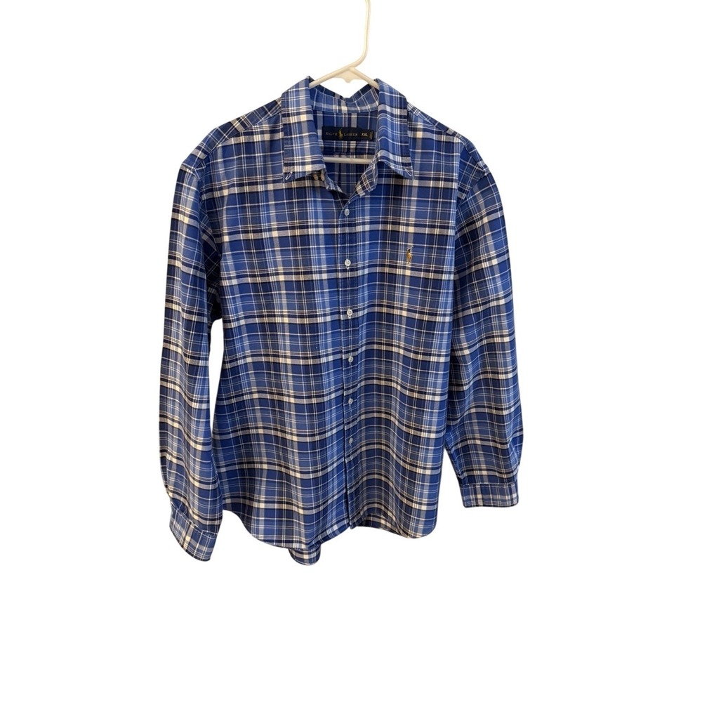Polo Ralph Lauren Men's Blue Plaid Button-Down Shirt In Classic Fit XXL